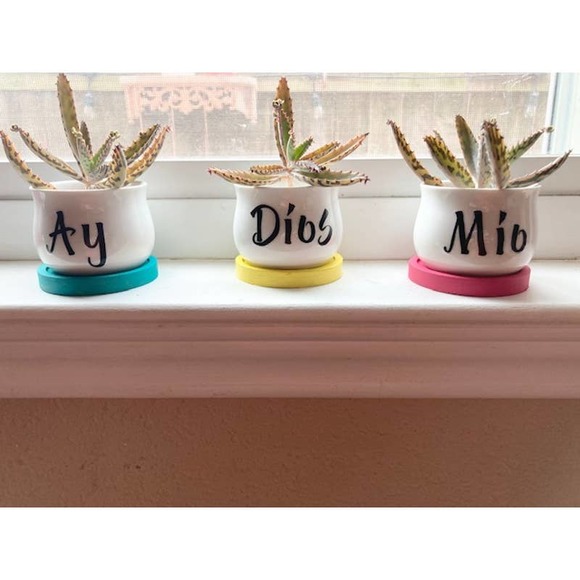 AY DIOS MIO - Mini Planters, 3 Piece Set, Small Succulent Plant Holders - Picture 1 of 3